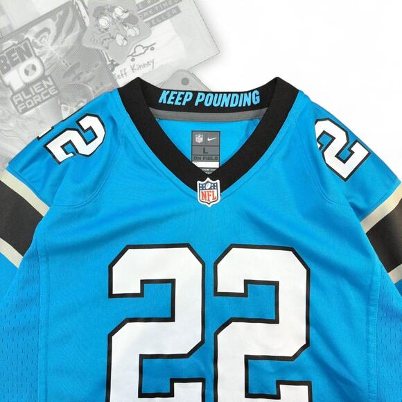 Blue / Black Nike On Field NFL Carolina Panthers 22 McCaffrey Football Jersey - Picture 3 of 6